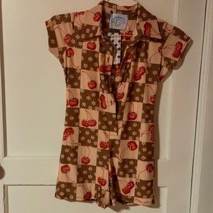 Omighty checkered cherry play suit, new with tags!